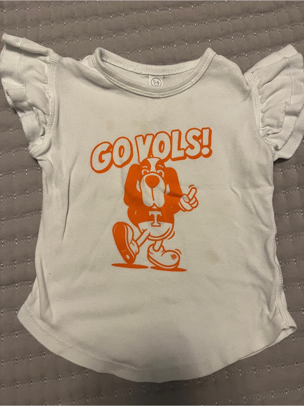 Kids' White 'Go Vols!' Ruffle Sleeve Tee - Orange Graphic